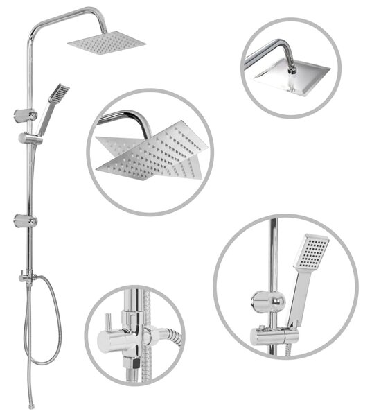 Dual Head Shower Set with Hand Shower Stainless Steel