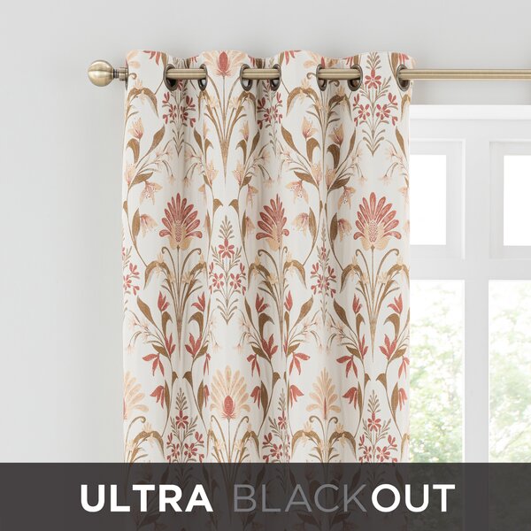 Cadence Red Ultra Blackout Thermal Eyelet Curtains Red