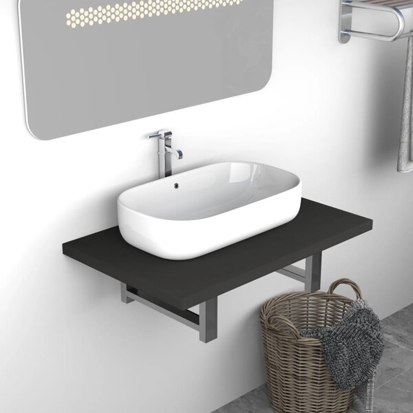 Bathroom Wall Shelf for Basin Grey 60x40x16.3 cm