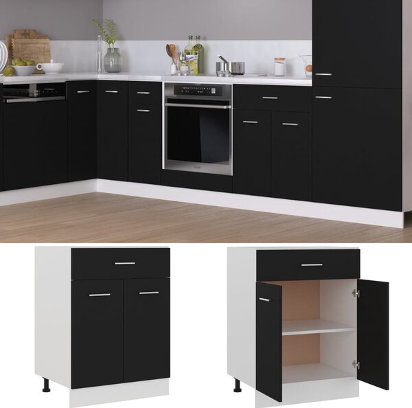 Drawer Bottom Cabinet Black 60x46x81.5 cm Engineered Wood