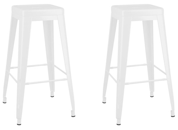 Bar Stools Stackable 2 pcs White Metal