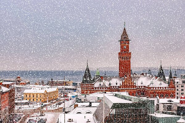 Photography Snowy Helsingborg Skyline, Tonygers