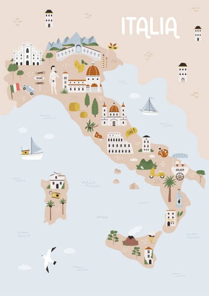 Photography Vector illustration of map of Italy, undefined undefined