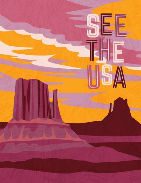 Photography USA travel poster design template. Southwest, teddyandmia