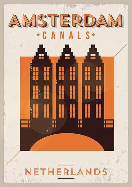 Art Print Typographic Amsterdam City Poster Design, kursatunsal