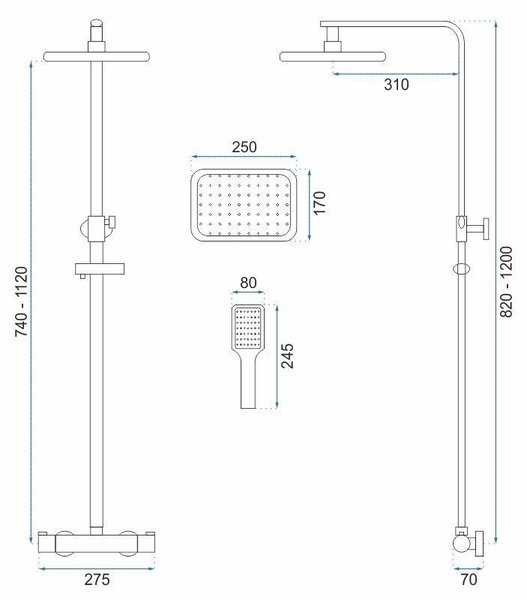 Shower set REA Tom brush gold