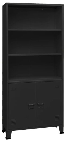Industrial Bookshelf Black 80x32x180 cm Steel