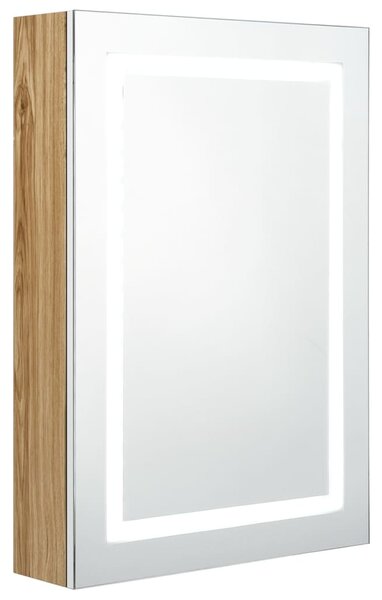 LED Bathroom Mirror Cabinet White and Oak 50x13x70 cm