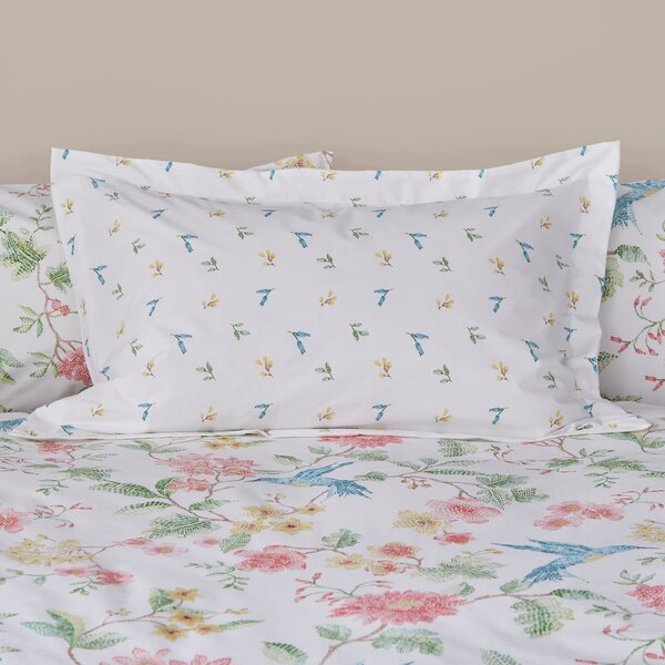 Mai Hummingbird Pink Oxford Pillowcase Pink/Blue/White
