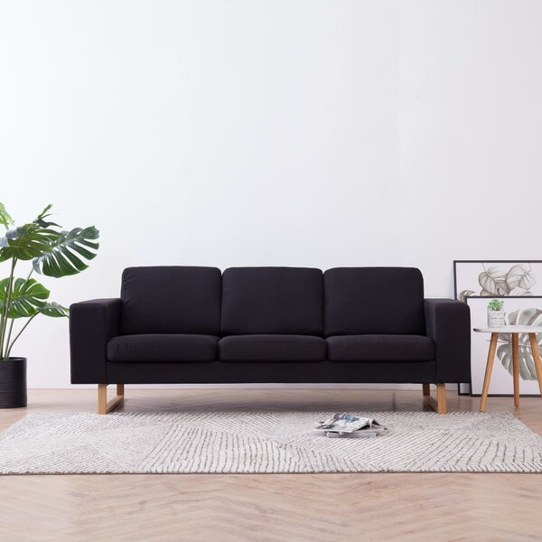 3-Seater Sofa Fabric Black