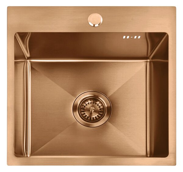 Steel sink with 3-piece accessory set REA Leo 40 Brush Copper