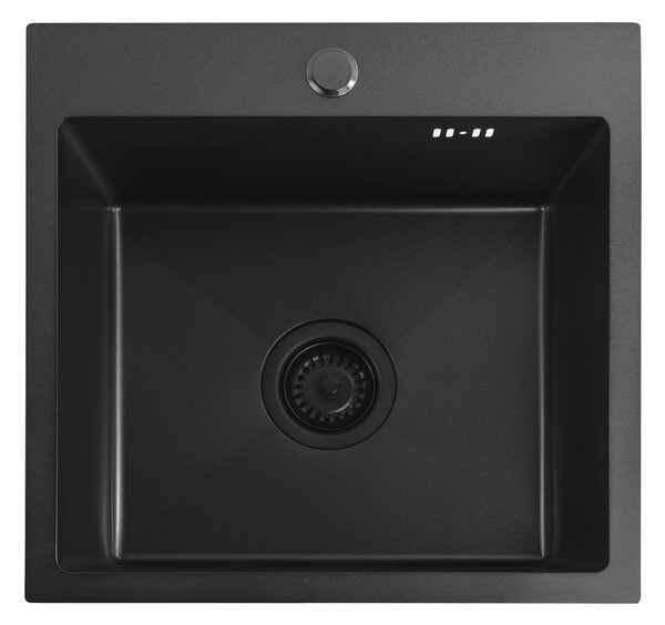 Steel sink with 3-piece accessory set REA Leo 40 Black