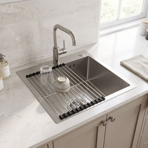 Steel sink with 3-piece accessory set REA Leo 40 Brush Nickel