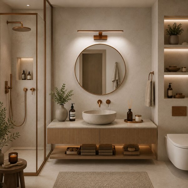 Bathroom LED wall sconce SWE013-1W 43cm BRUSH COPPER
