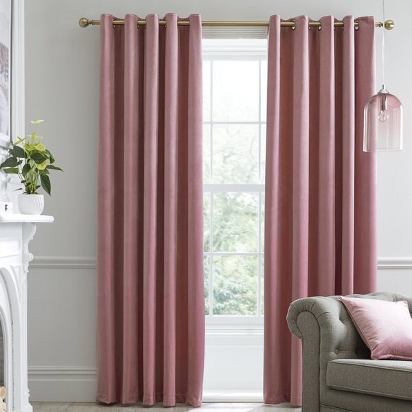Laurence Llewelyn-Bowen Montrose Ready Made Eyelet Blackout Curtains Blush