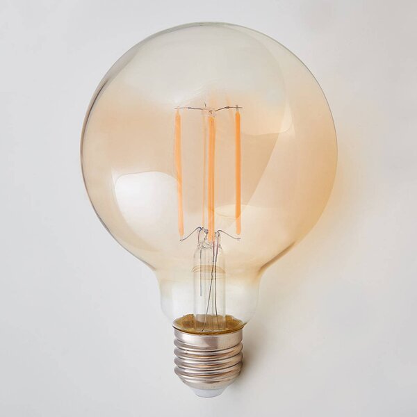 E27 globe LED bulb filament 6W 500 lm amber 1800K