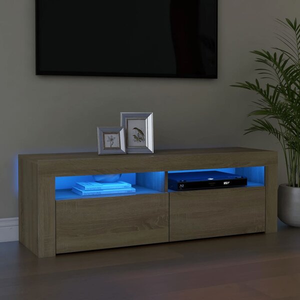 TV Cabinet with LED Lights Sonoma Oak 120x35x40 cm