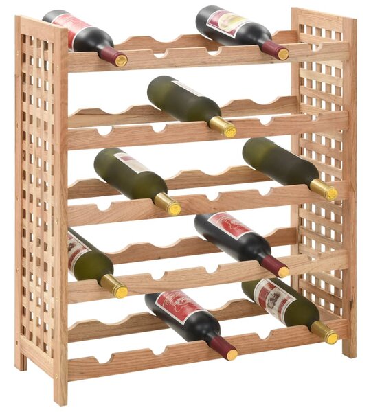 Wine Rack for 25 Bottles Solid Walnut Wood 63x25x73 cm