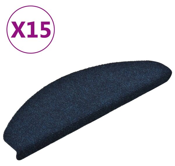 Self-adhesive Stair Mats 15 pcs Navy 65x21x4 cm Needle Punch