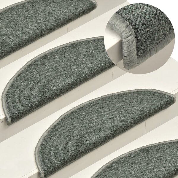 Carpet Stair Treads 15 pcs Dark Green 56x17x3 cm