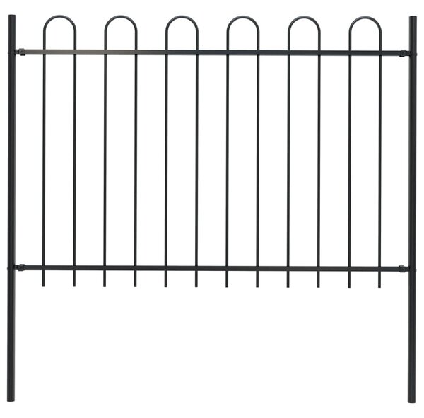 Garden Fence with Hoop Top Steel 1.7 m Black