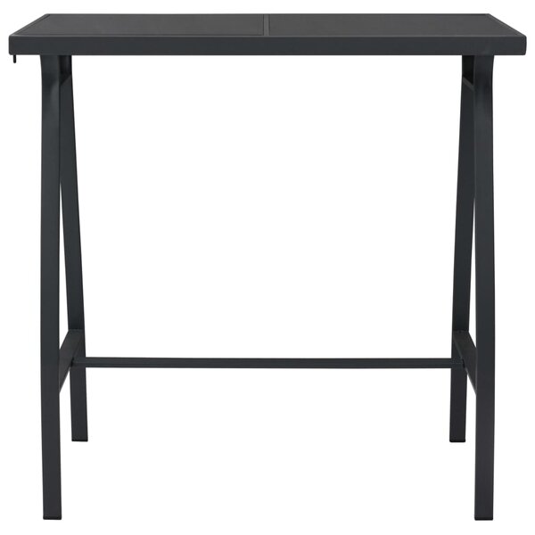 Garden Bar Table Black 110x60x110 cm Tempered Glass