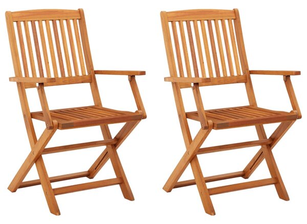 Folding Garden Chairs 2 pcs Solid Eucalyptus Wood