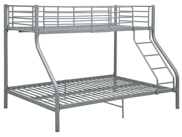 Bunk Bed Frame without Mattress Grey Metal 140x200 cm/90x200 cm