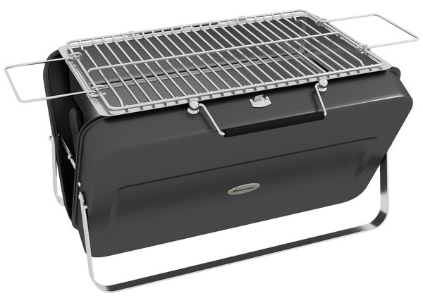 Outsunny Foldable Suitcase Design Mini Charcoal Barbecue Grill BBQ, Black Aosom UK