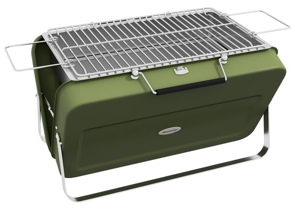 Outsunny Foldable Suitcase Design Mini Charcoal Barbecue Grill BBQ, Green