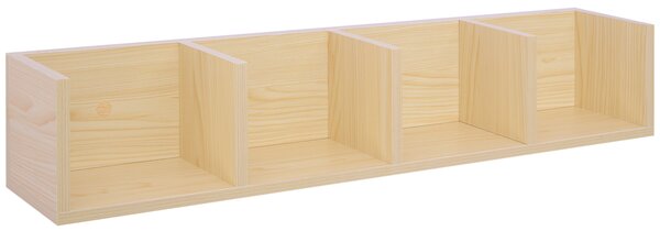 HOMCOM Wall Mount 84 CD / 56 DVD/Blu-ray/ Media Storage Rack 4 Cubes Wooden Shelf Organizer Unit Bookcase Display (Natural Wood Colour) Aosom UK