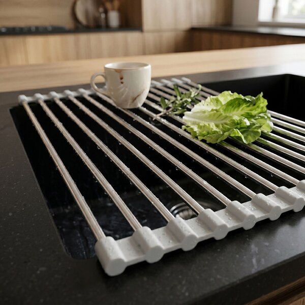 Roll-up dish drying rack for sink REA P12298A Grey