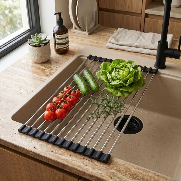Roll-up dish drying rack for sink REA P12298 Black