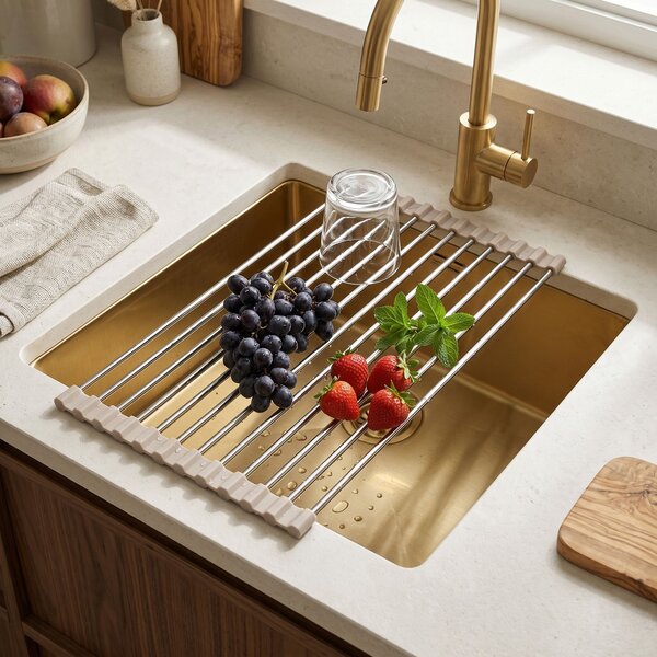 Roll-up dish drying rack for sink REA P12298B Beige
