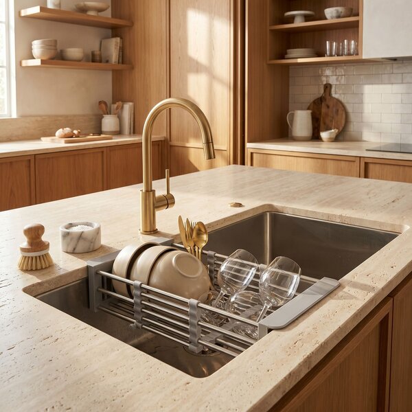 Telescopic sink dish drying rack REA P14487A Grey