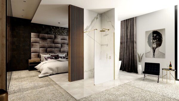 Shower screen Rea Aero Ombre Gold Brush/White 110