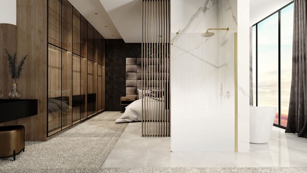 Shower screen Rea Aero Ombre Gold Brush/White 110