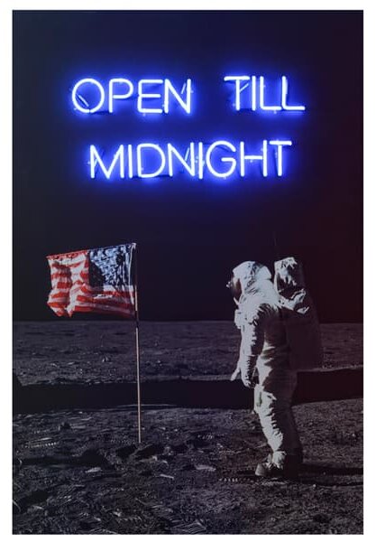 Neon - Moon Landing 80X120, Neon Artwork, 80cm x 120cm, Blue - Andrew Martin