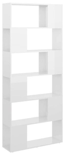 Book Cabinet Room Divider High Gloss White 80x24x186 cm Engineered Wood