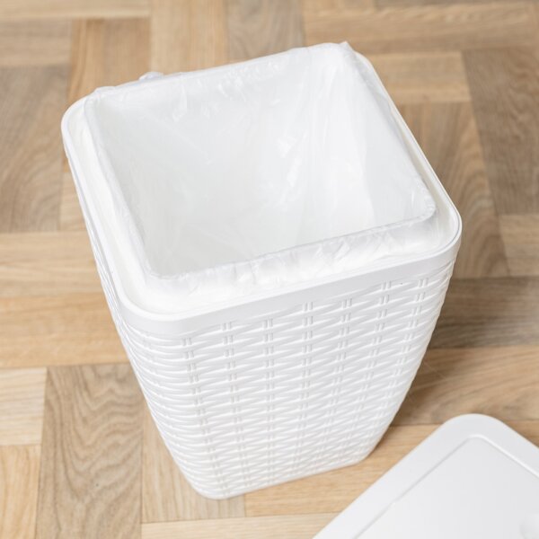 Addis Rattan White Toilet Brush & Bin Set