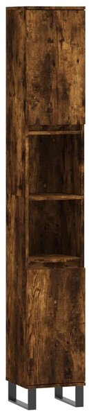 Bathroom Cabinet Smoked Oak 30x30x190 cm Engineered Wood