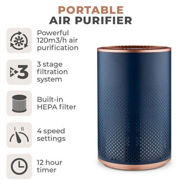 Desktop Blue and Rose Gold Air Purifier