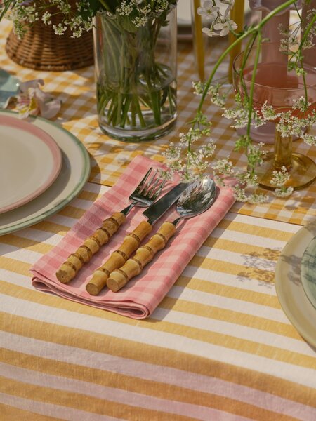 Dusty Pink & Rose Gingham Linen Blend Napkins Set of 4 | 45 x 45cm | Piglet in Bed