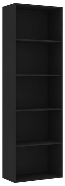 5-Tier Book Cabinet Black 60x30x189 cm Engineered Wood