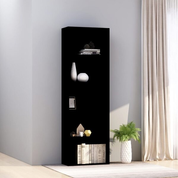 5-Tier Book Cabinet Black 60x30x189 cm Engineered Wood