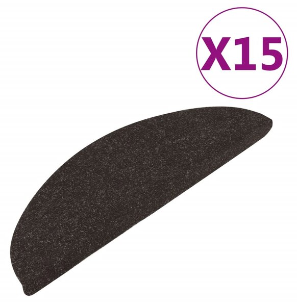 Stair Mats Self-adhesive 15 pcs 56x17x3 cm Black