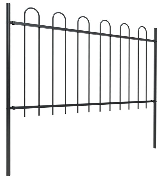 Garden Fence with Hoop Top Steel 3.4x1 m Black