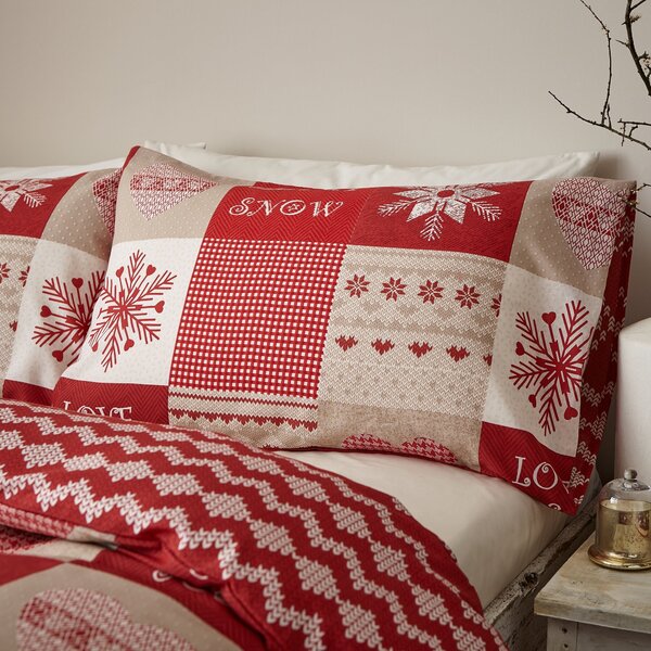 Catherine Lansfield Let it Snow Cotton Rich Red Duvet Cover and Pillowcase Set