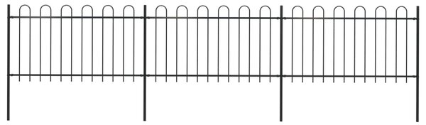 Garden Fence with Hoop Top Steel 5.1x1 m Black