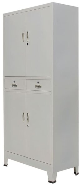 Office Cabinet with 4 Doors Steel 90x40x180cm Grey